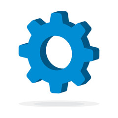 3d Gear icon symbol, cogwheel. Settings 3D blue icon symbol. Sign for mobile concept and web design. PC options, repair and fix. Render Vector illustration isolated on white background EPS 10	