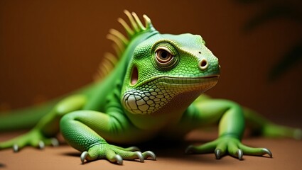 Fototapeta premium Close-up of a Vibrant Green Lizard