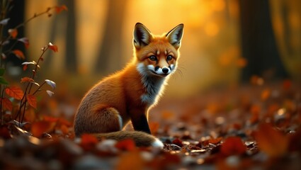 Obraz premium Foxy Autumn Forest Scene