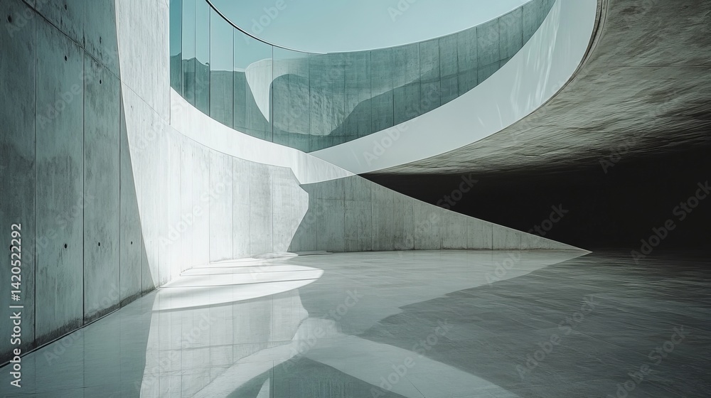 Aufkleber modern architectural design concrete structure building interior minimalist grey walls abstract geom