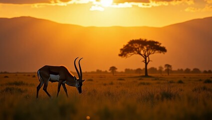 Naklejka premium African Antelope at Sunset - Golden Hour Wildlife Photography