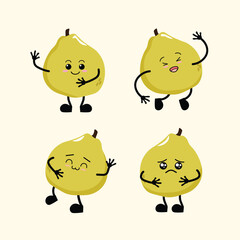 Fruit Cute Cartoon Ugli Fruit with Different Emotions