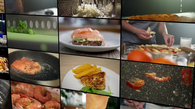 Compilation of home cooking moments: Chefs preparing dishes