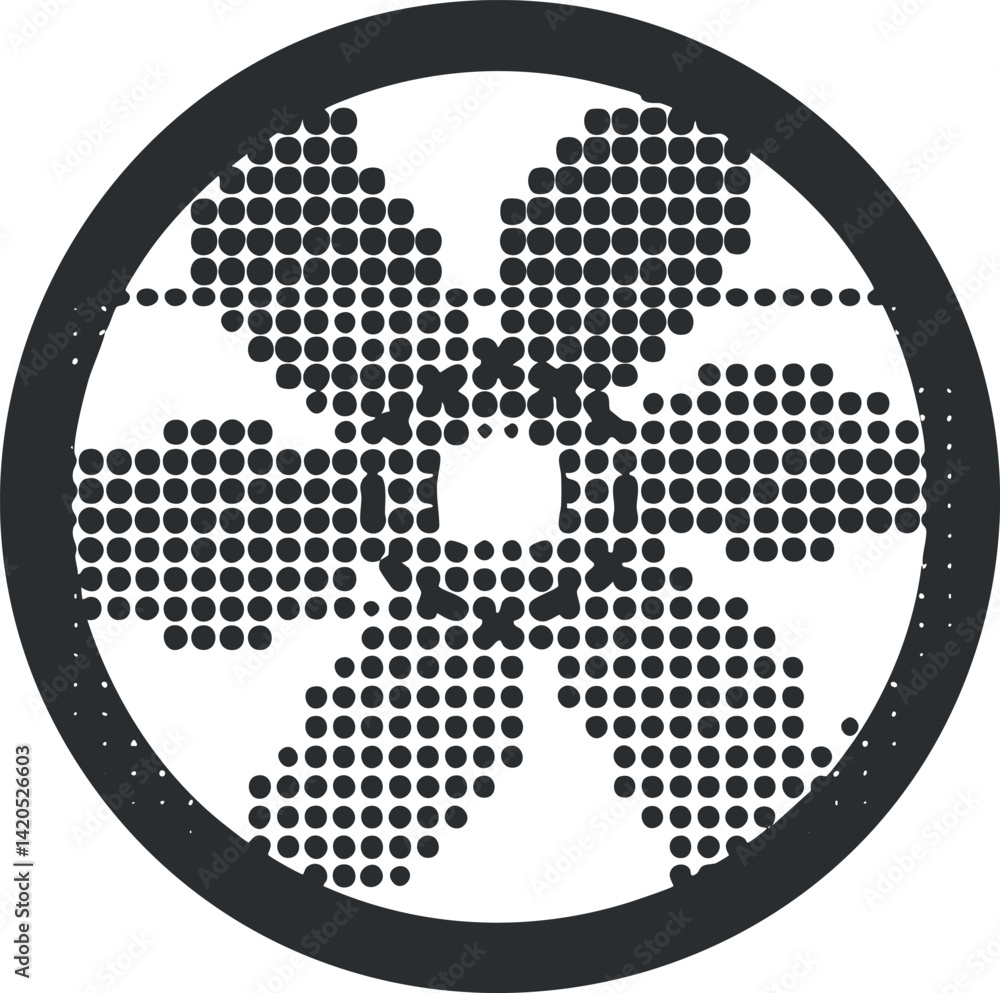 Poster stylized circular fan graphic design featuring a modern and abstract pattern in black and white.