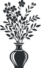 A silhouette of a beautiful floral arrangement in an elegant vase for home decor.