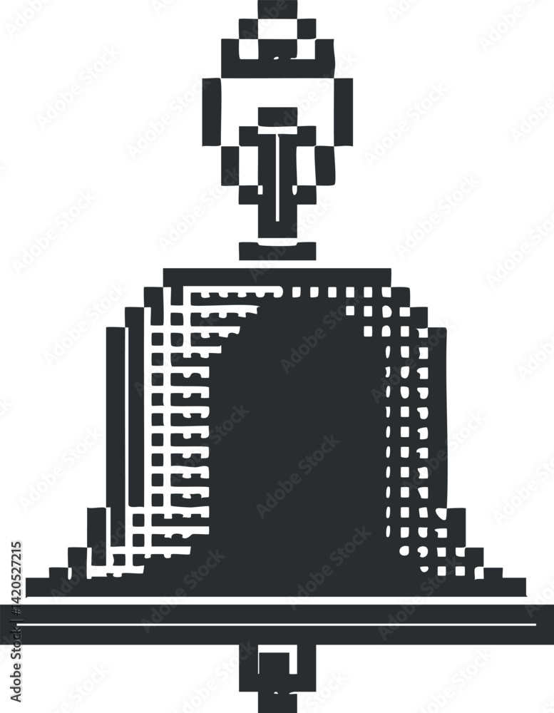 Poster monochrome bell icon symbol with a simple design suitable for various graphic applications.