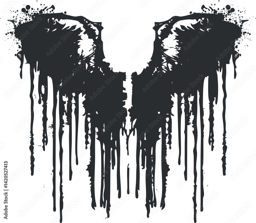 Poster an abstract black ink design featuring dripping textures and fluid shapes ideal for artistic project