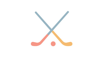 Hockey sticks crossing with a puck on a light background  