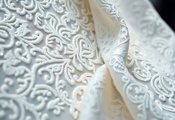 close up of a white lace fabric