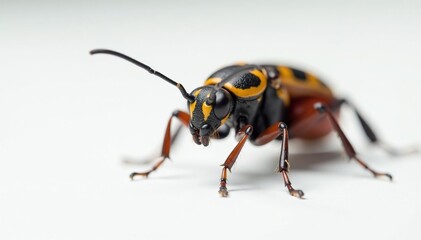 Naklejka premium Close-up of a single insect on plain white background, scientific, macro