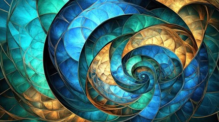 Fototapeta premium Intricate spiral design with layered, vibrant colors.