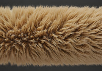 Fototapeta premium Beige Fur Texture Close-up. Detailed Animal Fur Fabric, Natural Hair Detail, Soft, Fluffy, Warm, Pattern, Background, Design Element.