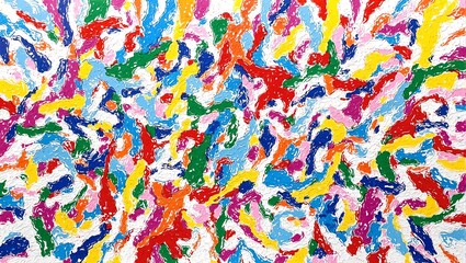 Vibrant abstract painting with interwoven ribbons of diverse colors symbolizing cultural diversity and unity Dynamic flow of textured brushstrokes