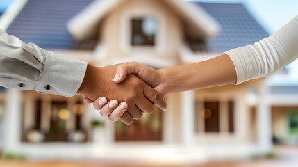 Realtor Shaking Hands With Client Over Contract in Elegant Office Setting 