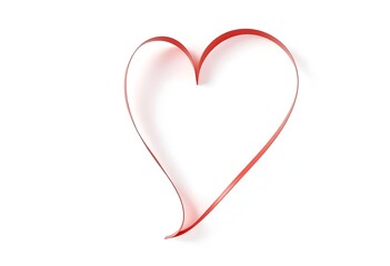 Elegant Heart-Shaped Ribbon Design Isolated on Clean White Surface