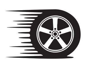 Fast-Moving Car Wheel Icon
