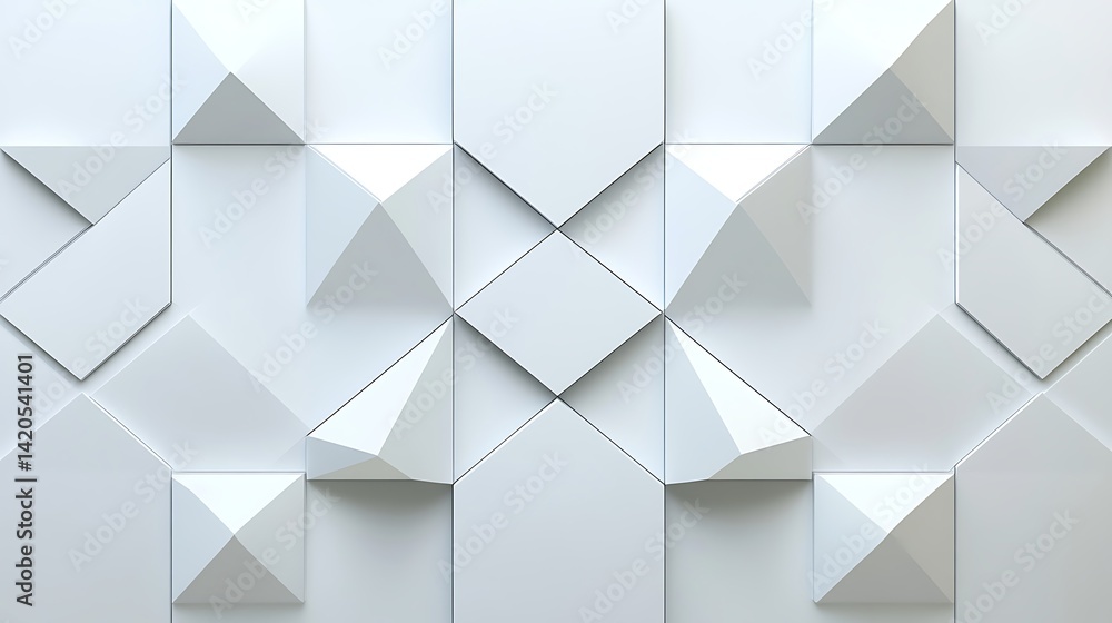 Aufkleber abstract geometric 3d pyramid pattern, abstract geometric pattern with 3d pyramid shapes in white to