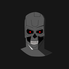 a skeleton and robot head