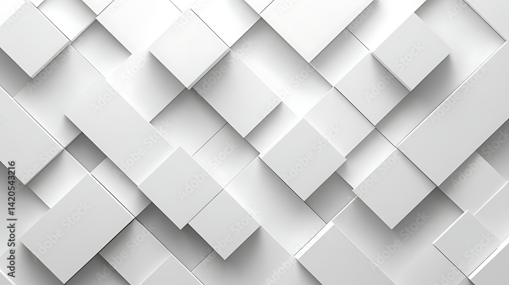 Poster abstract geometric 3d pyramid pattern, abstract geometric pattern with 3d pyramid shapes in white to
