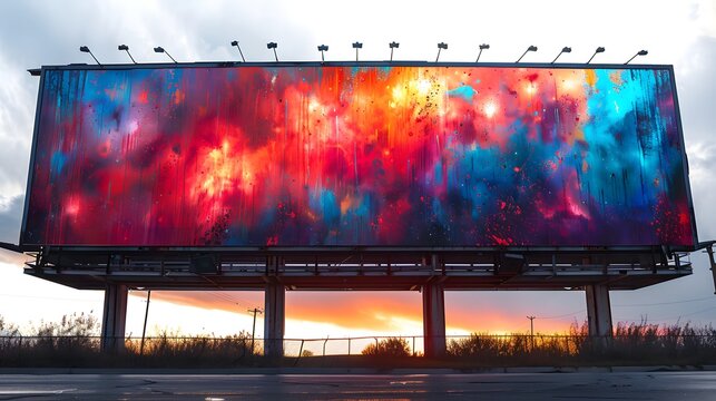 Futuristic billboard marketing campaign focusing Outdoor Advertising Advertising Billboard hyper realistic depiction of Advertising LED Billboards their effectiveness set against a white background