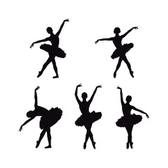 Ballet Dancer Silhouettes Set.

