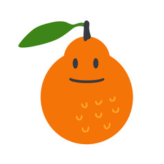 Hallabong korean citrus fruit character. Perfect for stickers, poster, label, sale, card. Hand drawn vector illustration isolated on a white background.