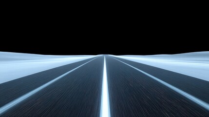 Empty road stretching into the distance.  A futuristic, digital highway