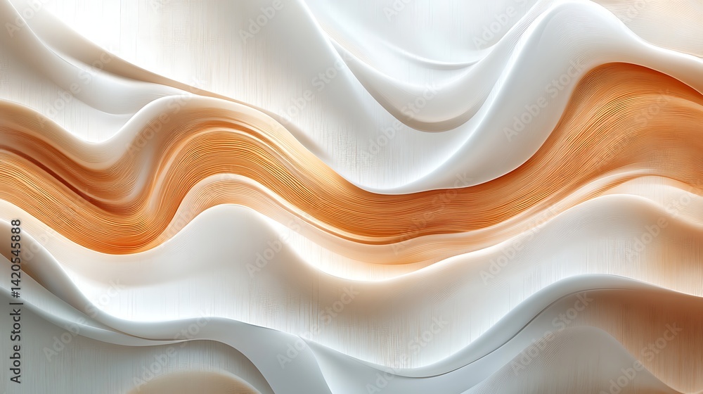 Aufkleber abstract wavy pattern with cream and beige tones, creating a soothing and elegant texture