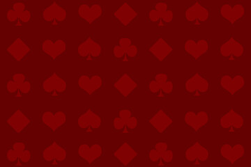 Rich patterns of playing card symbols create a bold backdrop for game-themed events and designs in deep red color