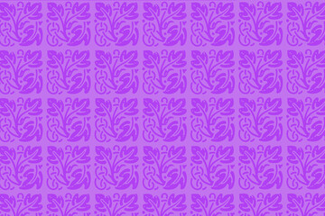 Vibrant purple floral pattern fills the background with intricate details and design elements for decorative purposes