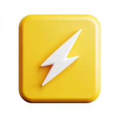 Yellow square with lightning bolt isolated on white background