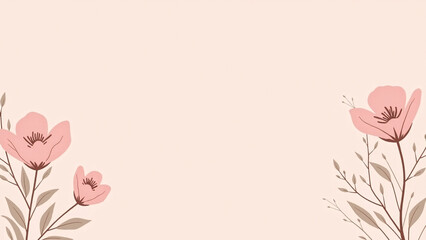 Fototapeta premium Elegant Floral Border Background for Mother’s Day Greeting Card Template – Pastel Tones