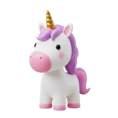 Cute unicorn figurine isolated on white background