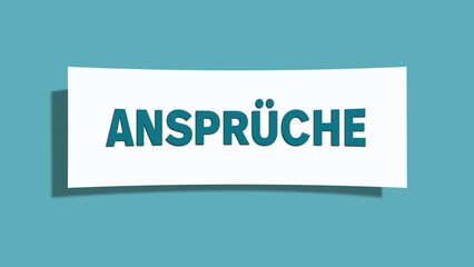 Ansprueche (Claims) - A card isolated on light green background.