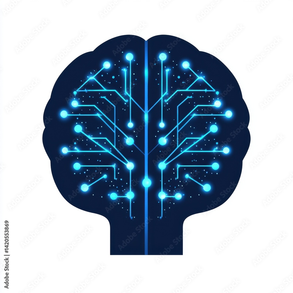 Poster brain with artificial intelligence network circuitry for creative thinking concept