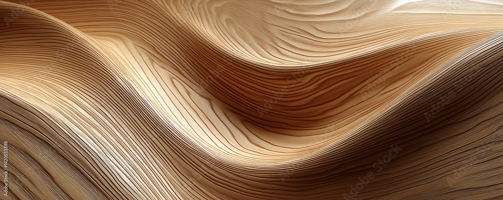 Aufkleber smooth wooden surface creating elegant waves with light and shadow