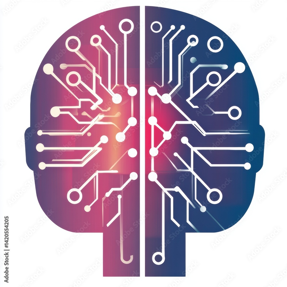 Poster artificial intelligence brain with neural network illustration for technology and innovation
