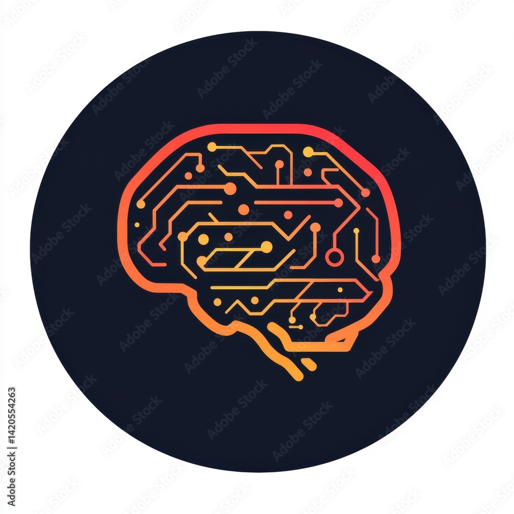 Poster artificial intelligence brain circuit futuristic technology concept design