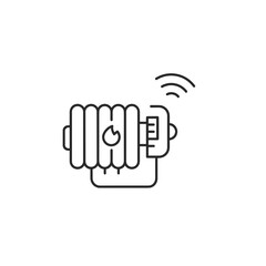 Smart Radiator Heating Icon, Minimalist Black & White Line Art - Anti-Cold System & Smart Climate Control Concept for HVAC Automation UI, Thermostat App