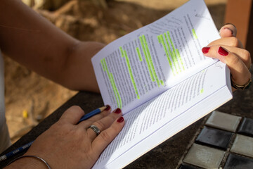 female hands with a open book