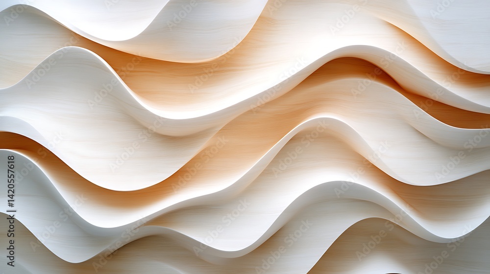 Poster abstract white wood texture with flowing patterns, abstract white wood texture with flowing wave-lik