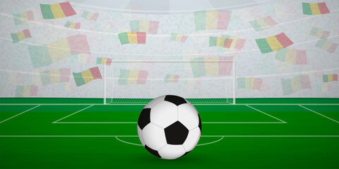 Malian Football Arena Full of Fans with National Flags, Sports Event Illustration.