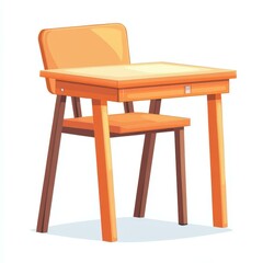 Fototapeta premium A simple school desk and chair set, perfect for backtoschool needs, designed for comfort and focus in learning.
