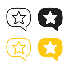 Vector Hand Drawn Bubble Message With Star Icon Set