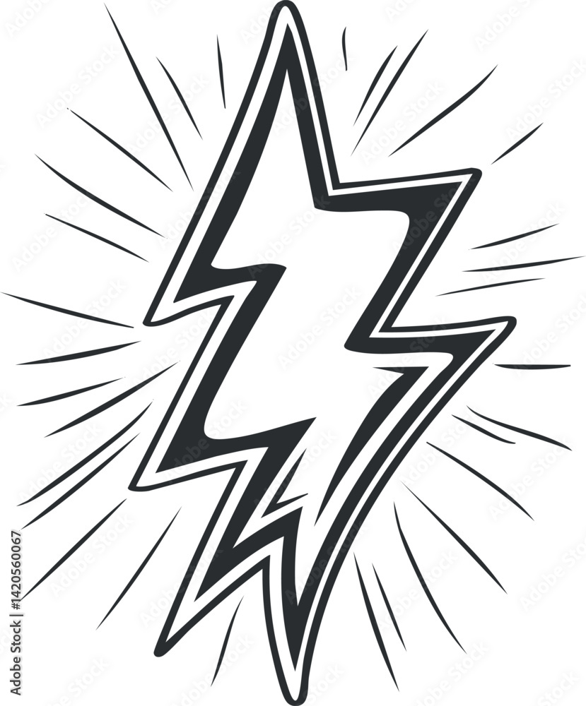 Poster a bold and dynamic lightning bolt graphic symbolizing energy and power in a monochrome style.