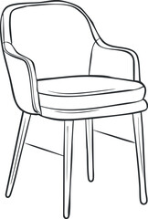 Stylish modern chair design in line art style suitable for interior decor and furniture design.