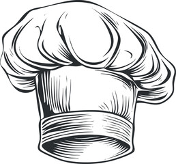 Obraz premium A detailed illustration of a traditional chef's hat symbolizing culinary arts and cooking.