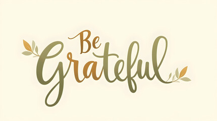 Elegant “Be Grateful” Typography in Amber Tones