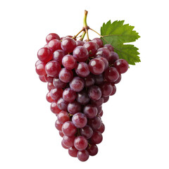 Fototapeta premium Close-up of green grapes with leaves isolated on white background