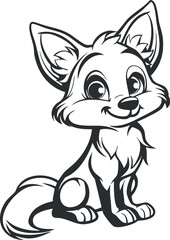 Obraz premium A cute cartoon fox character with a friendly expression and bushy tail in a playful pose